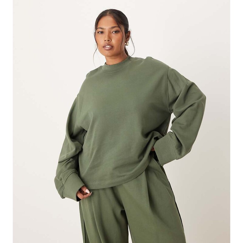 ASOS Curve ASOS DESIGN Curve co-ord sweatshirt with waffle panel 109505727
