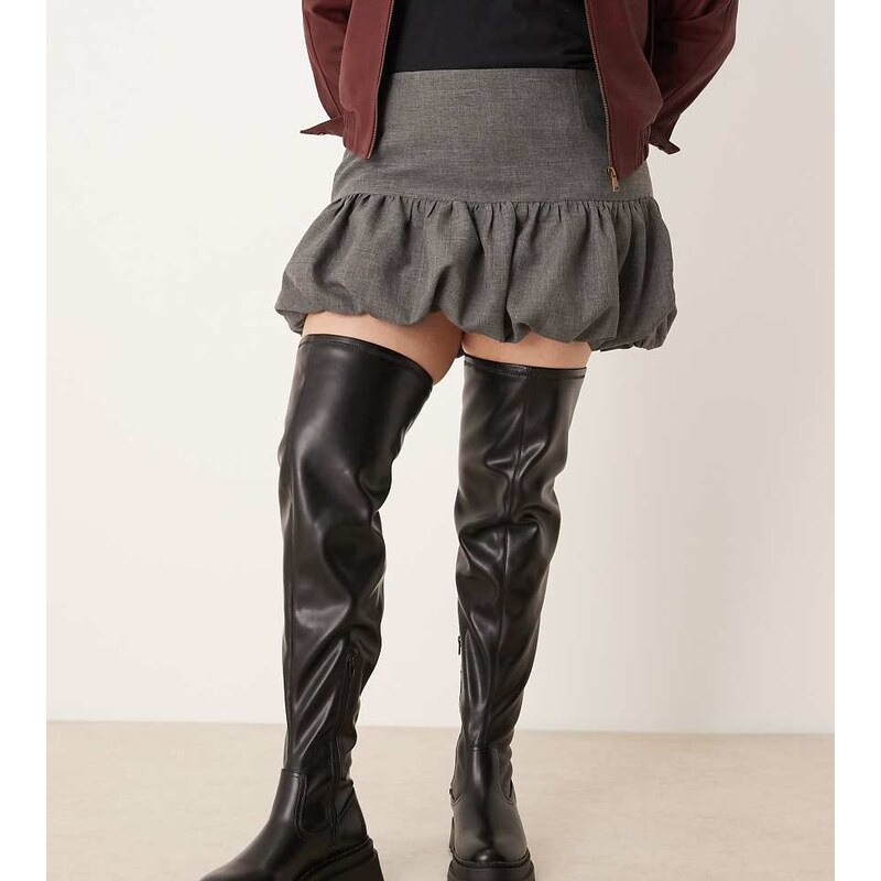 ASOS DESIGN Curve Kendra chunky over the knee boot in black 114540783