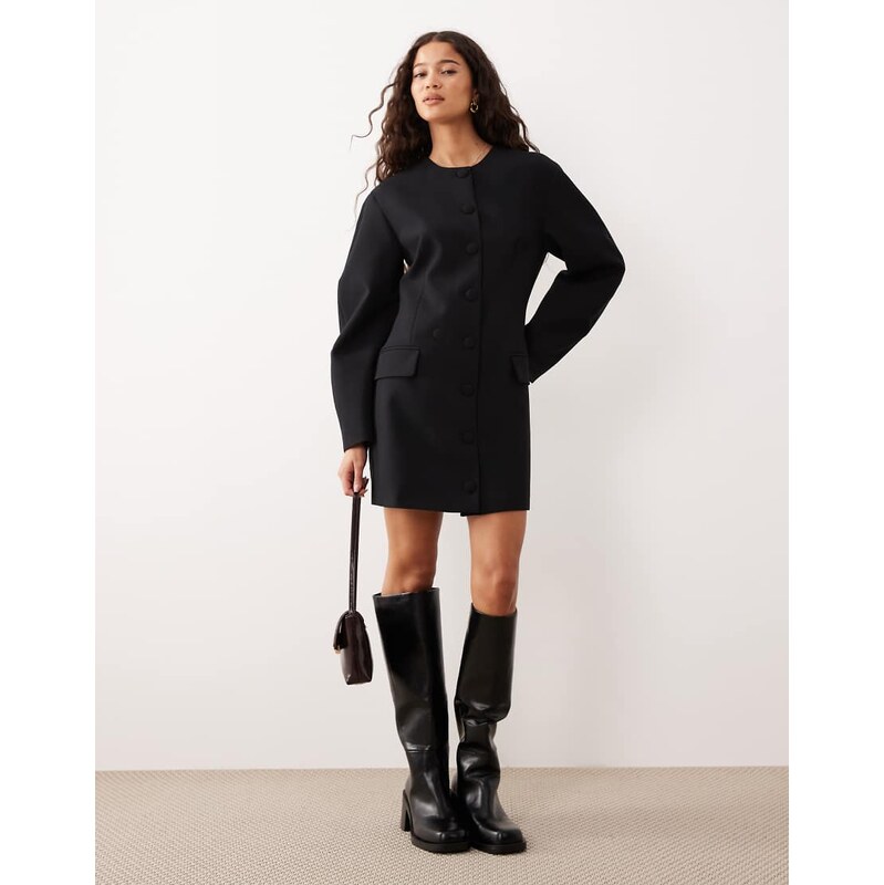 ASOS DESIGN cacoon sleeve blazer dress in black