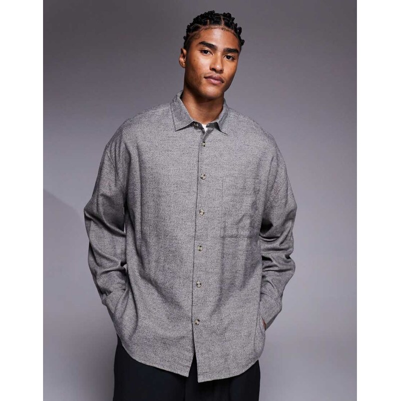 ASOS DESIGN volume oversized shirt in grey