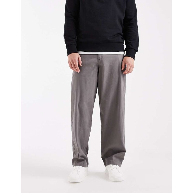 ASOS DESIGN LOOSE chinos in charcoal - CHARCOAL-Grey