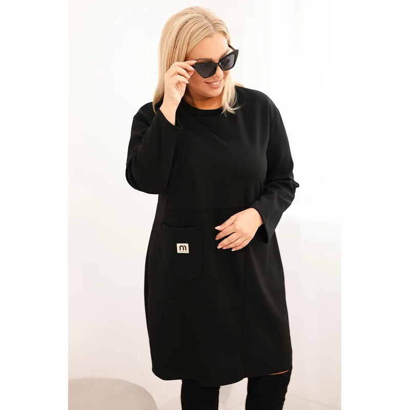 K-Fashion Dámské šaty Plus Size máslo s kapsou a rukávem 3/4