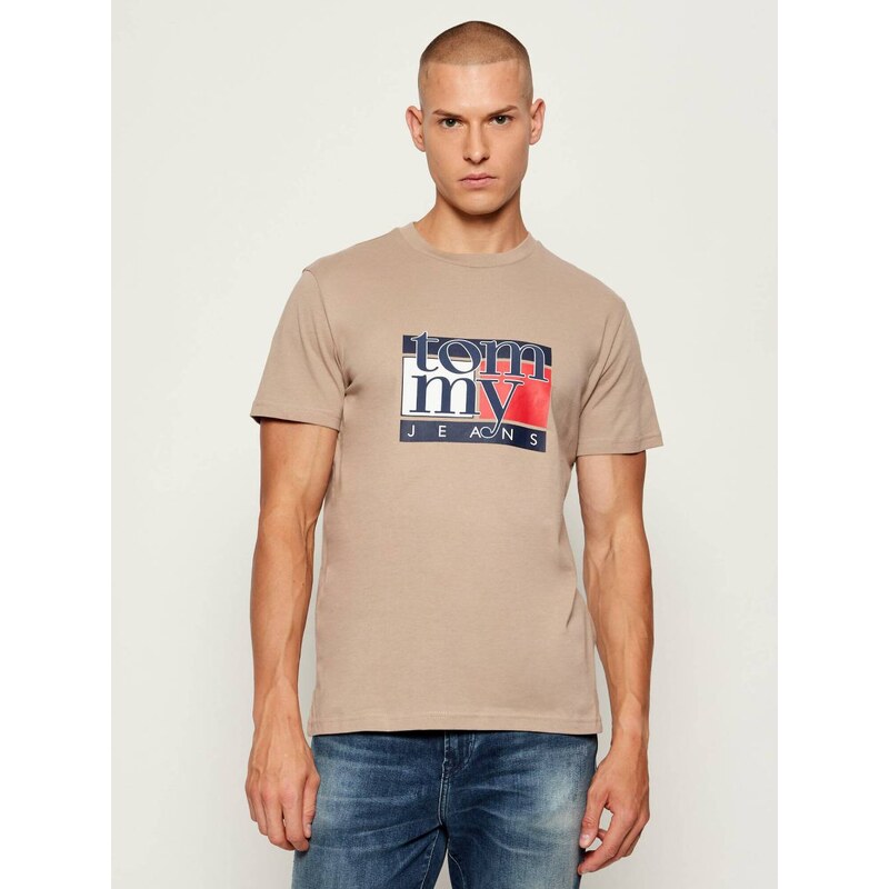 Tommy Jeans pánské světle hnědé triko