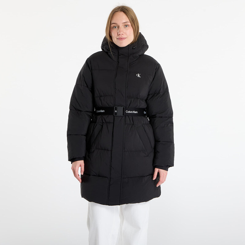 Kabát Calvin Klein Jeans Belted Midweight Coat Black S
