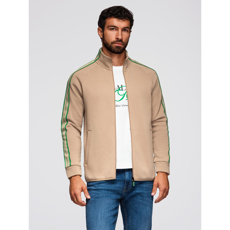 Ombre Mens unbuttoned sweatshirt with piping and high collar -