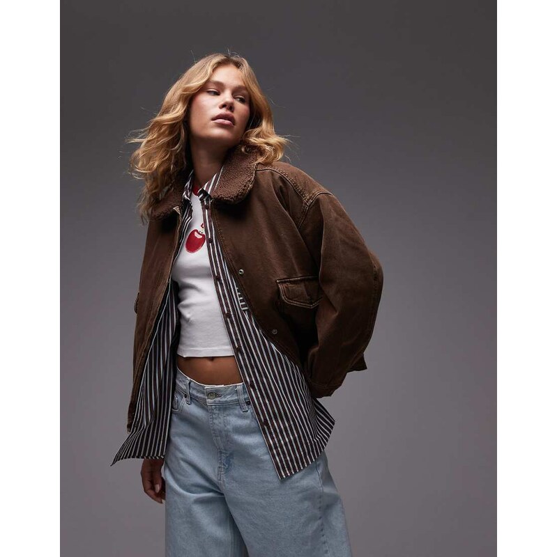 Levis sherpa bomber jacket in brown