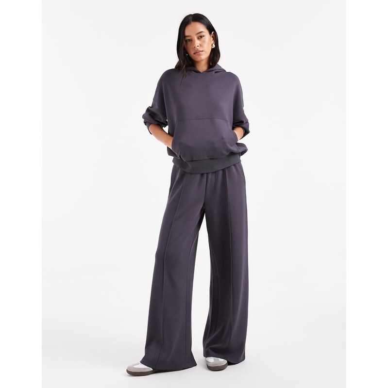 ASOS DESIGN soft touch cupro wide leg jogger in charcoal grey