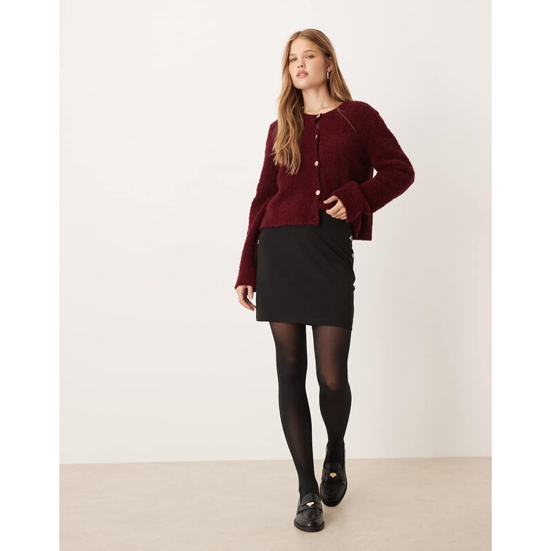 JDY button detail mini skirt in black 109239864