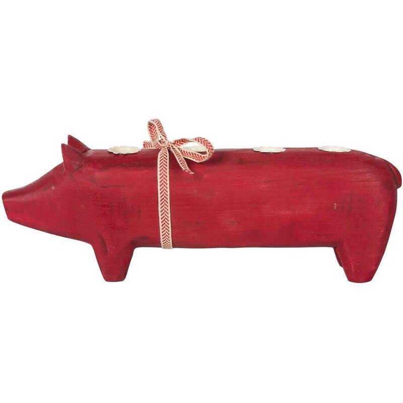 Maileg Adventní dřevěný svícen Red pig