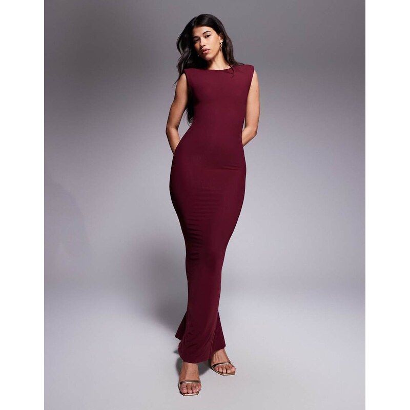 Wanderdoll Naomi sculpting sleeveless shoulder pad detail bodycon maxi 115533730
