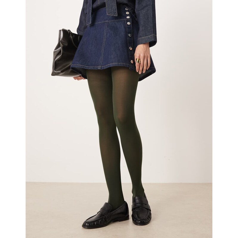 ASOS DESIGN 40 denier tights in dark green 109239880