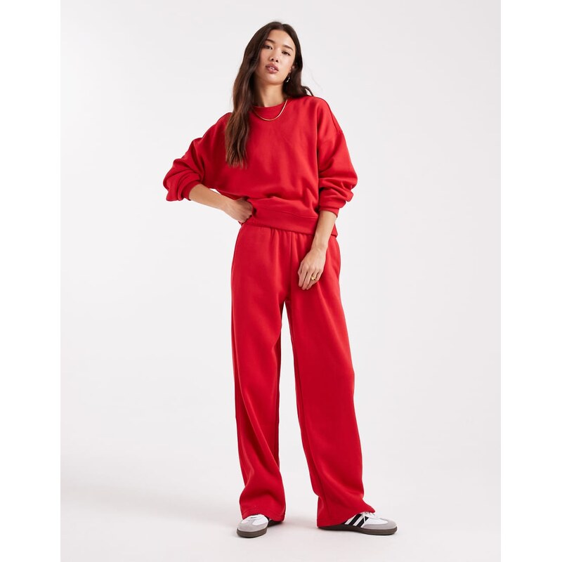 ONLY straight leg jersey joggers co-ord in bright red