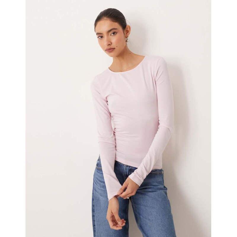 Gina Tricot Soft Touch jersey long sleeve top with crew neck in