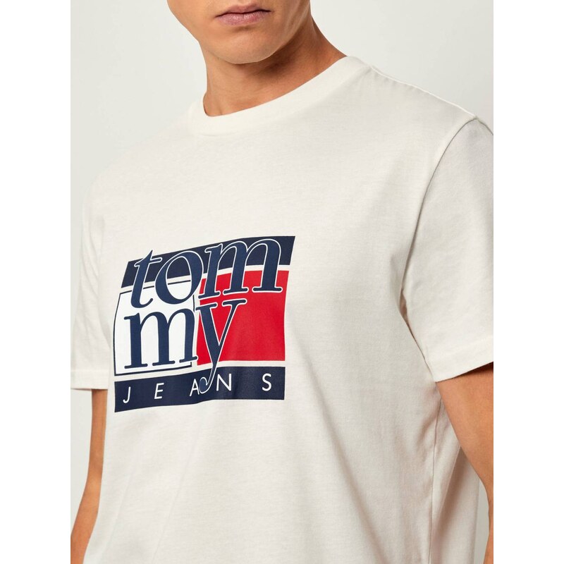 Tommy Jeans pánské krémové triko