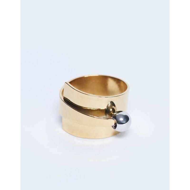 Topshop Ryan waterproof stainless steel wrap ring in gold 109666060