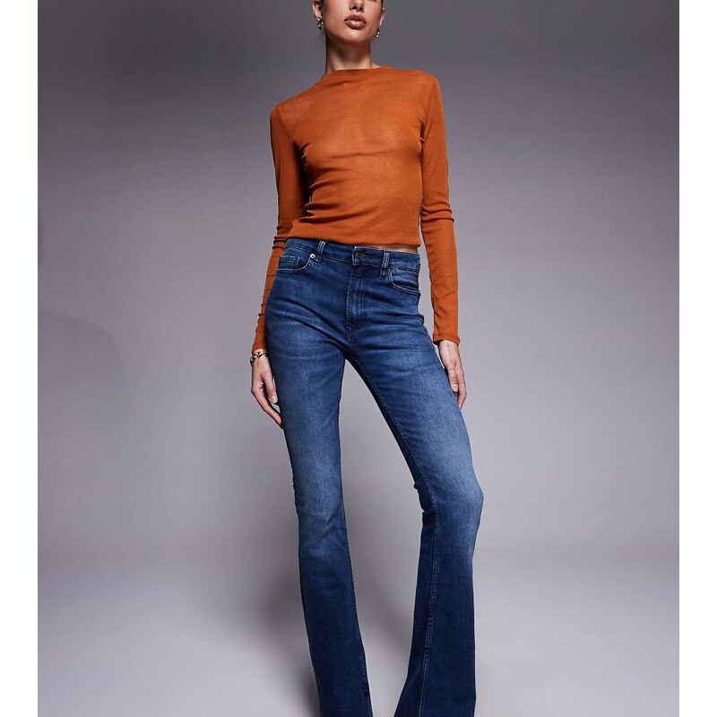 ASOS Tall ASOS DESIGN Tall bootcut flare jeans in dark mid wash-Blue 115513456