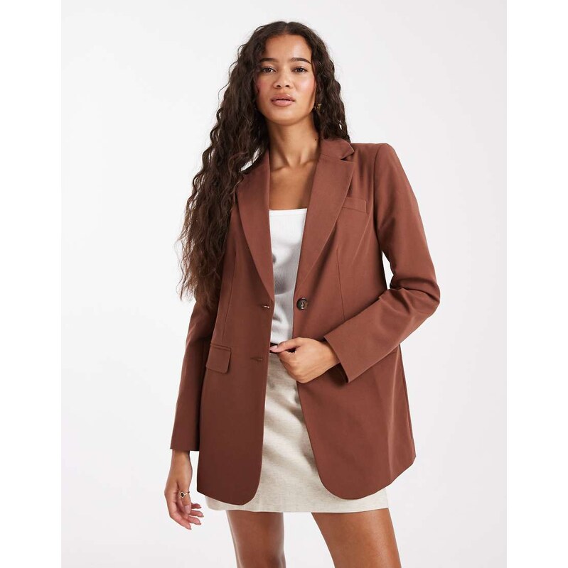 Miss Selfridge cinched blazer in brown-Neutral 115511314