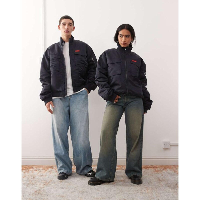 COLLUSION Unisex high neck bomber in navy-Blue