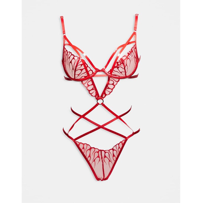 Ann Summers Flames Of Passion crotchless body in red 109280431