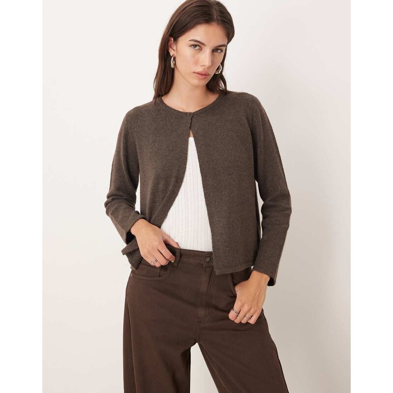 JDY single button cardigan in brown