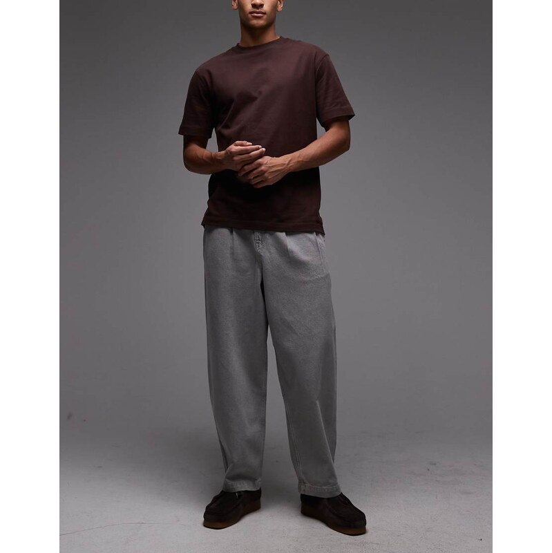 ASOS DESIGN oversized tapered jeans in charcoal with tint