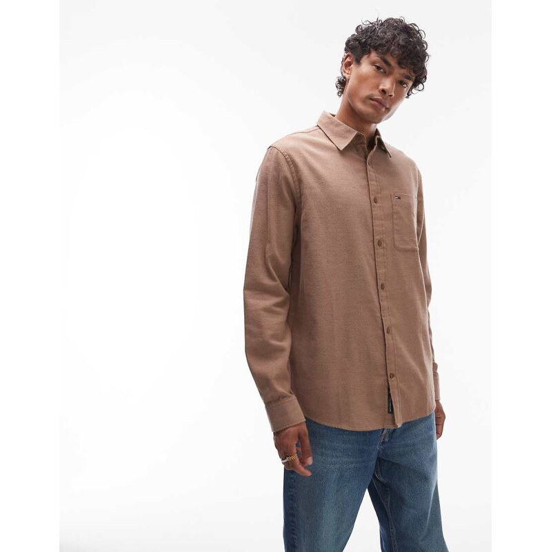 Tommy Jeans regular flannel shirt in brown