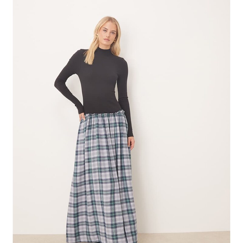 ASOS Tall ASOS DESIGN Tall high neck long sleeve hybrid maxi dress in 115513219