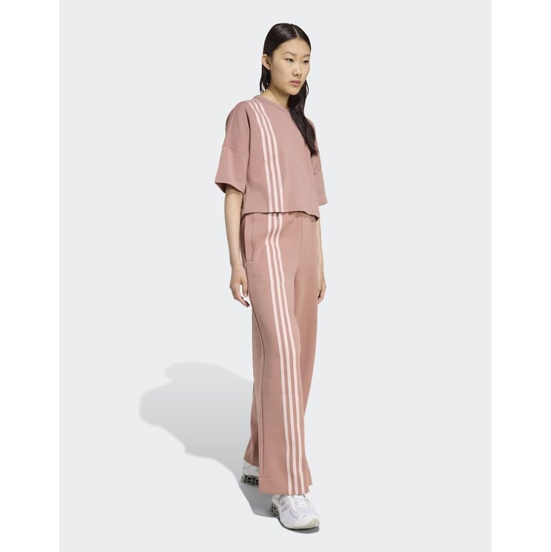 adidas Originals Off placed 3-stripes wide pant in warm clay