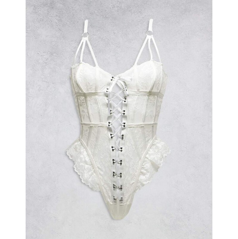 Ann Summers Boudoir Tease Bridal Crotchless Bodysuit Teddy in ivory - 109289330