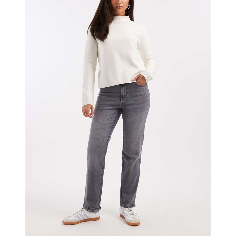 Vero Moda Amara straight leg ankle length stretch jeans in grey