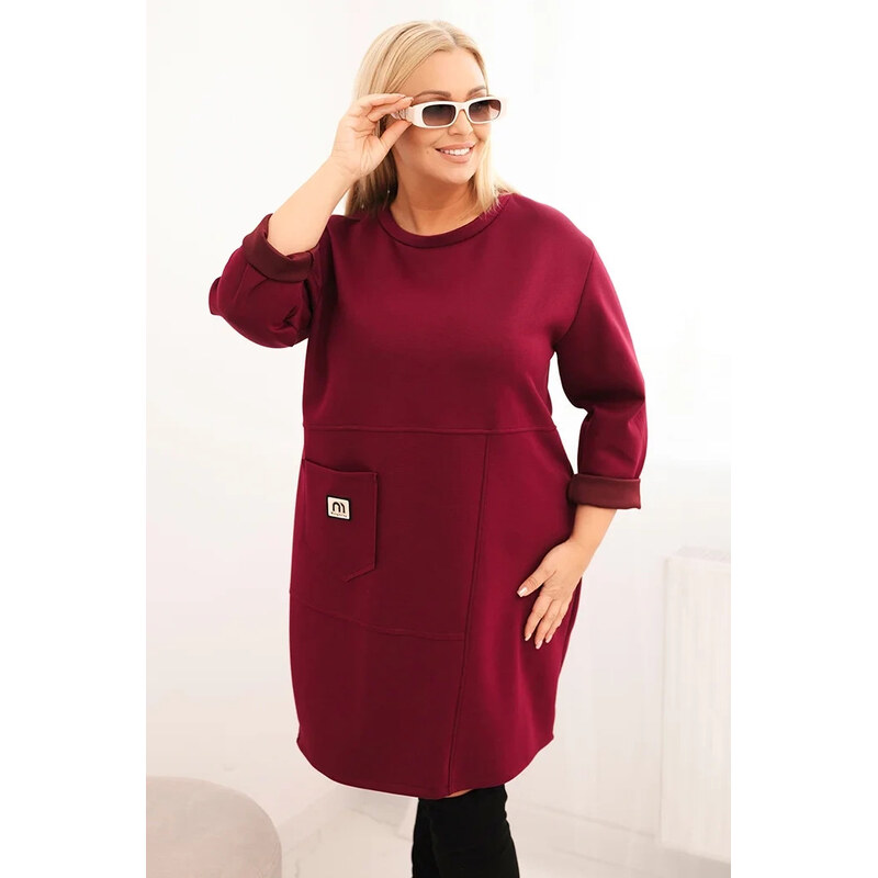 K-Fashion Dámská suknička Plus Size s kapsou a rukávem 3/4