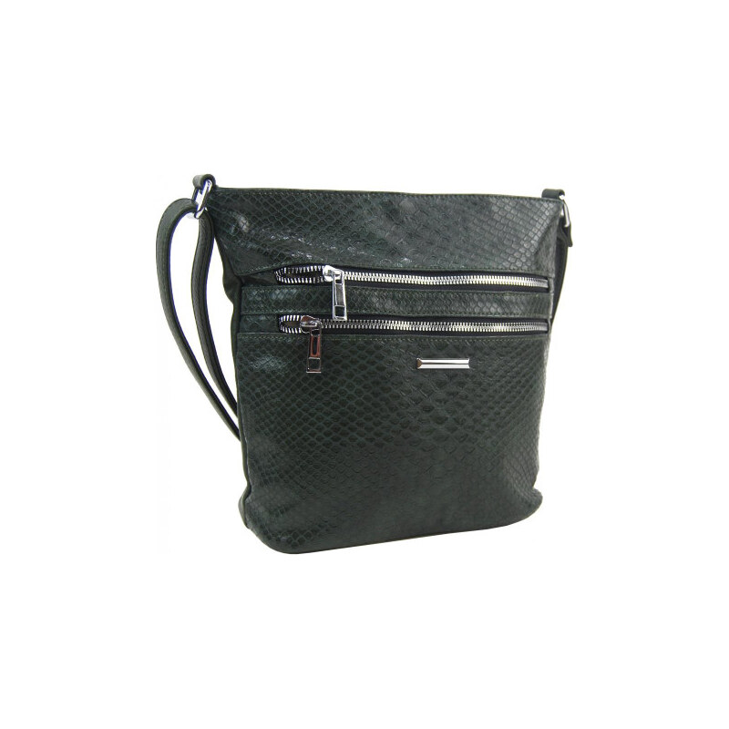 NEW BERRY Tmavě zelená crossbody dámská kabelka v kroko designu 108696991