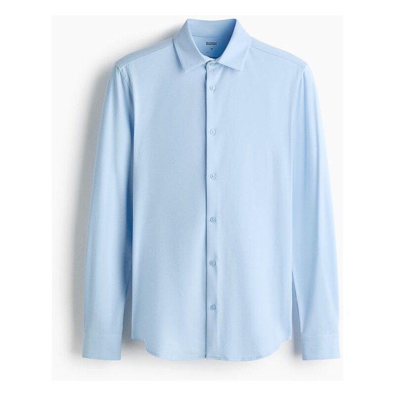H&M - Košile Four-way Stretch Slim Fit - Bleděmodrá