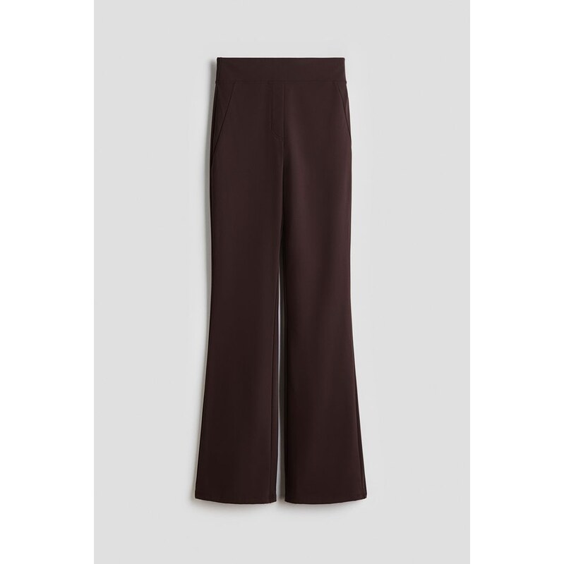 H&M - Kalhoty Flared Four-way Stretch - hnědá 109278312