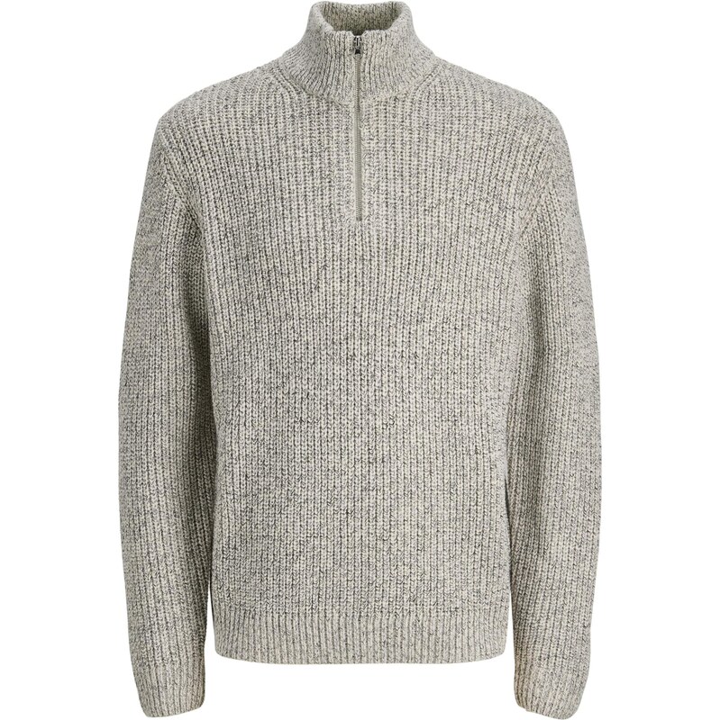 JACK & JONES Svetr JORBLEECKER černá / bílý melír