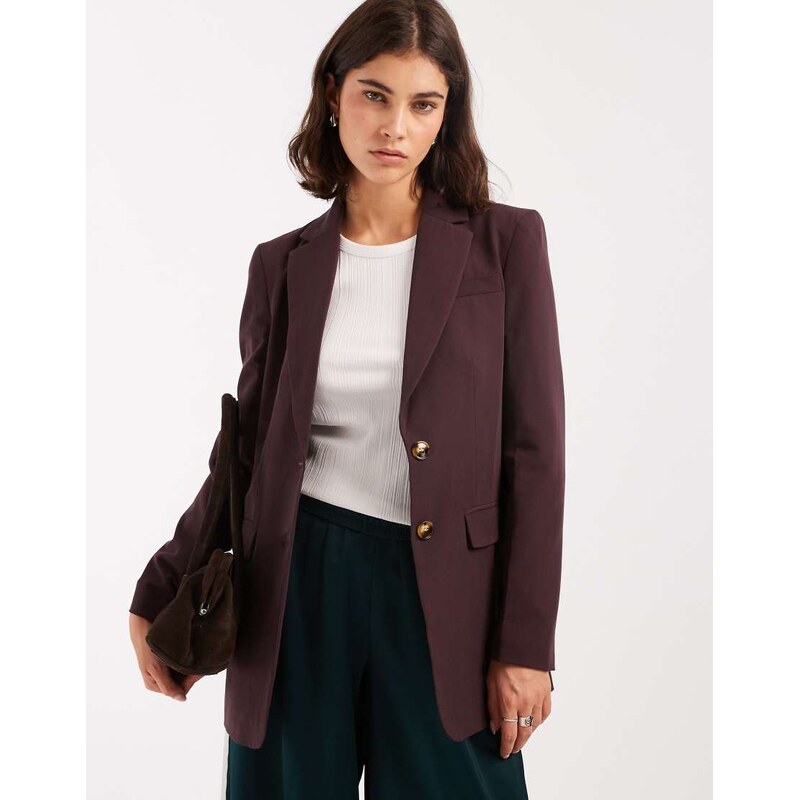 Miss Selfridge cinched blazer in deep plum-Red 115512043