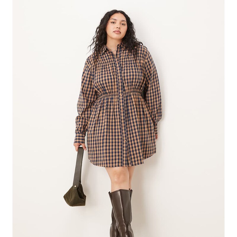 ASOS Curve ASOS DESIGN Curve shirt mini dress with cinched waist in 109309940