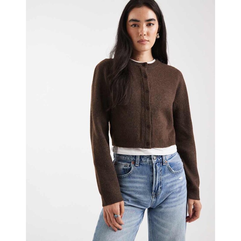 Brave Soul crew neck cardigan brown