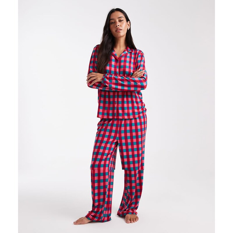 Urban Threads Christmas long sleeve revere and trouser pyjama set in 111144493