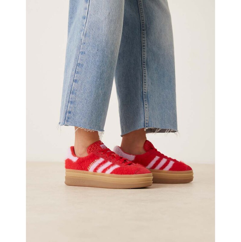 adidas Originals Gazelle Bold trainers in red and pink fuzzy 110671033