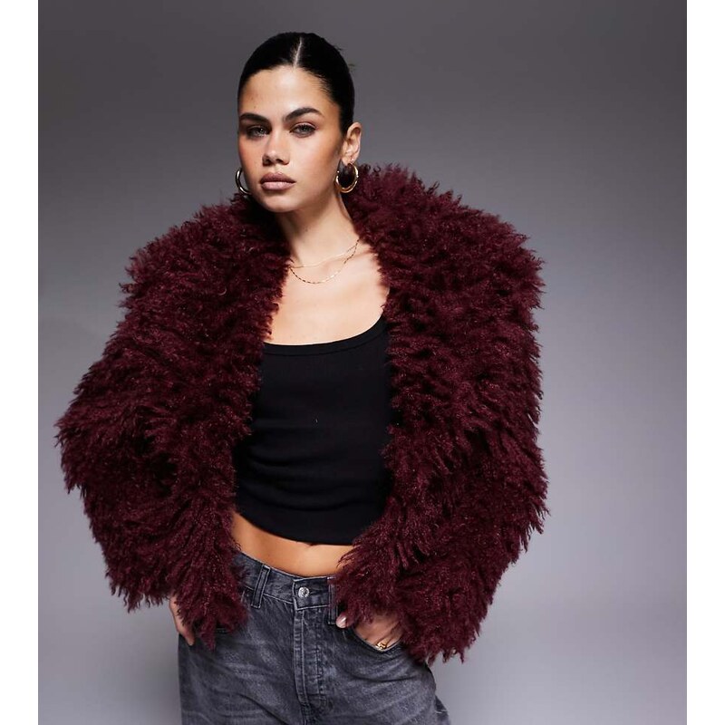 The Frolic exclusive oversized collar mongolian faux fur jacket