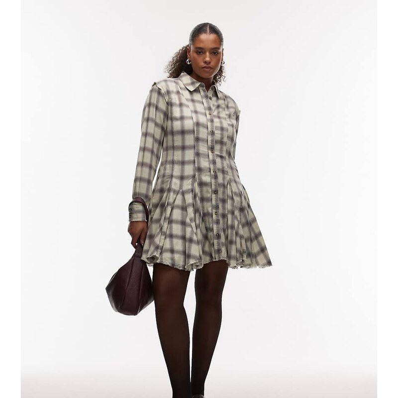 ASOS Curve ASOS DESIGN Curve mini shirt dress with nipped in waist and 113331627
