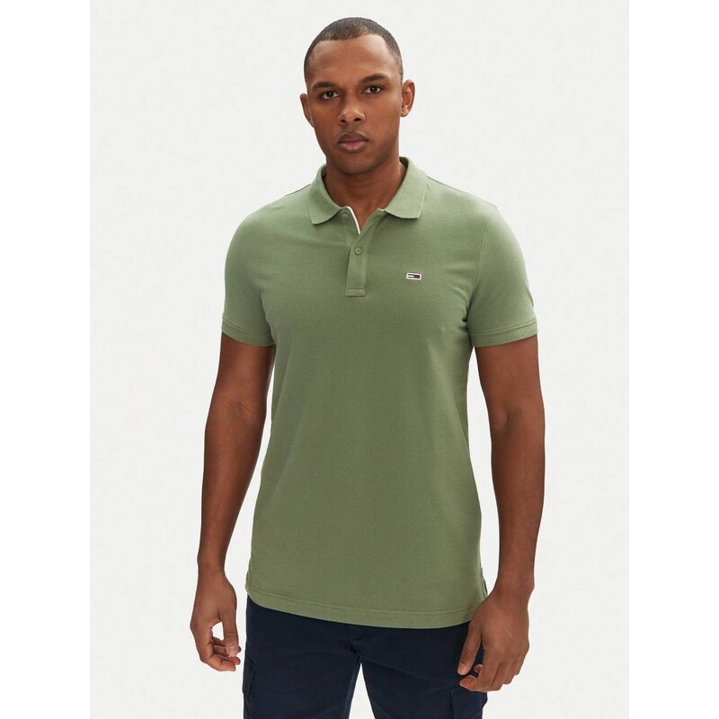 Tommy Jeans pánské khaki polo triko