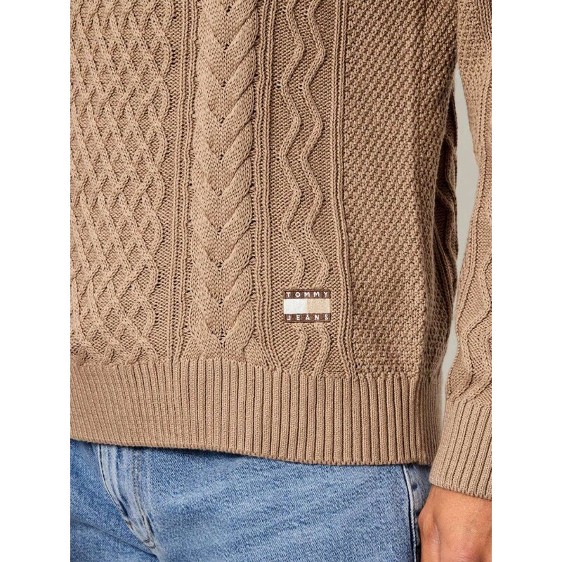 Tommy Jeans pánský světle hnědý svetr