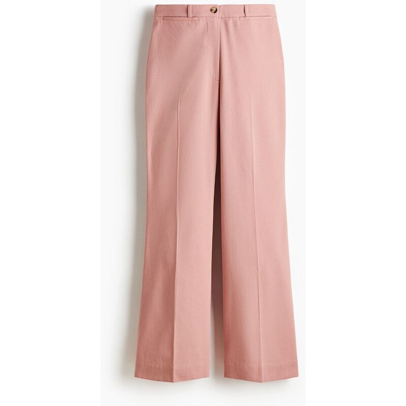 H&M - Keprové kalhoty Flared - Tlumená Růžová