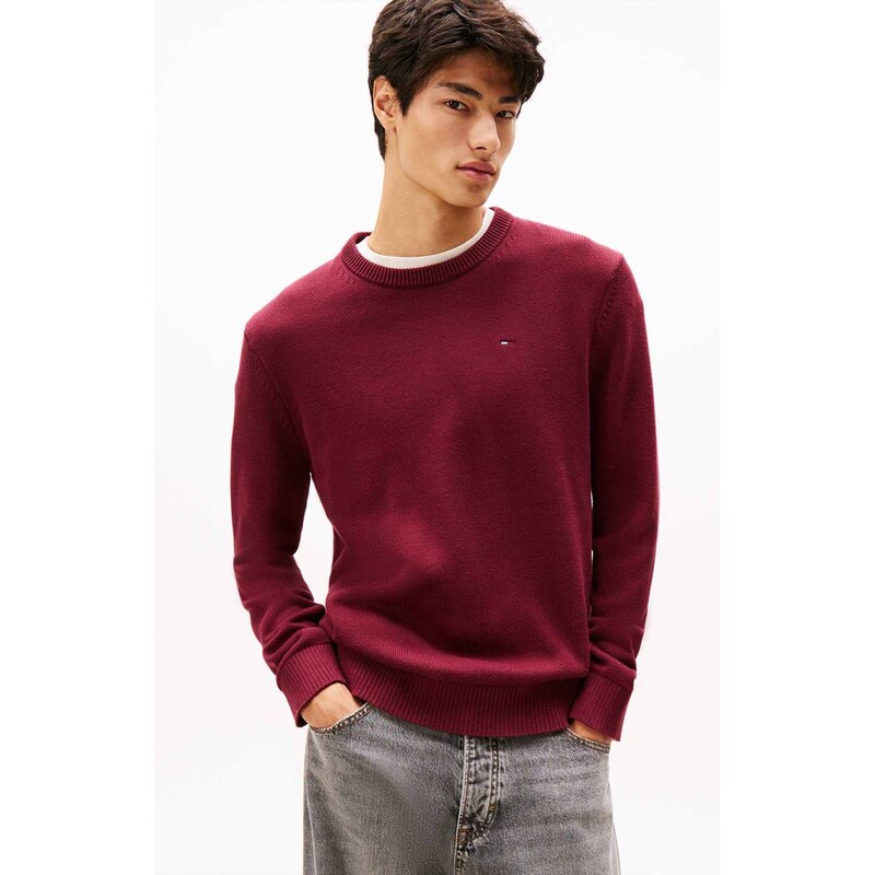 Tommy Jeans pánský vínový svetr