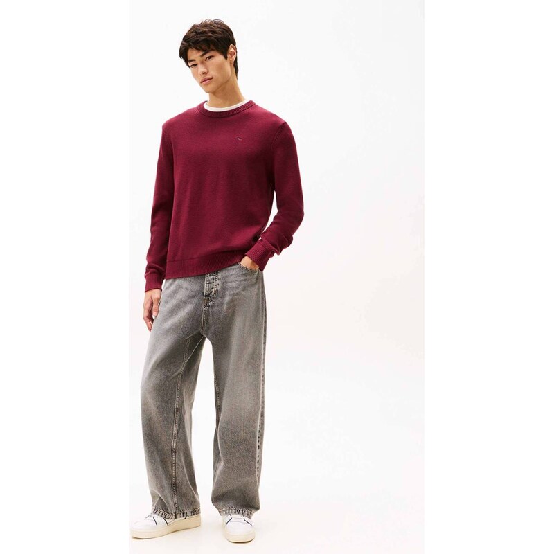 Tommy Jeans pánský vínový svetr
