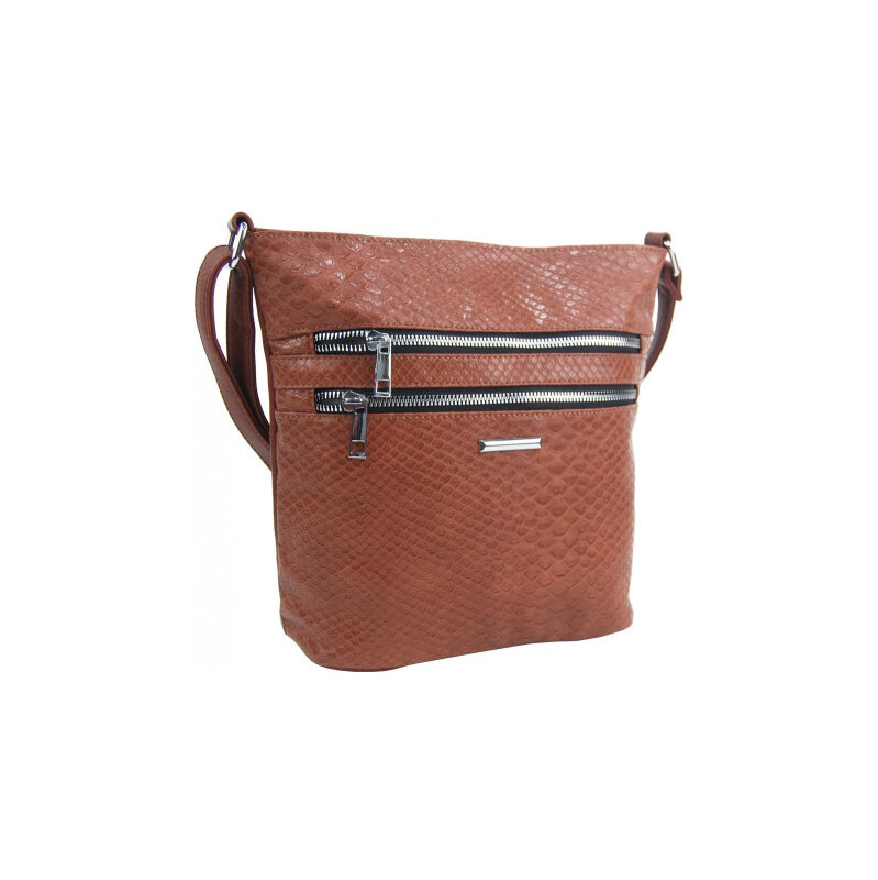 NEW BERRY Hnědá crossbody dámská kabelka v kroko designu 108696993