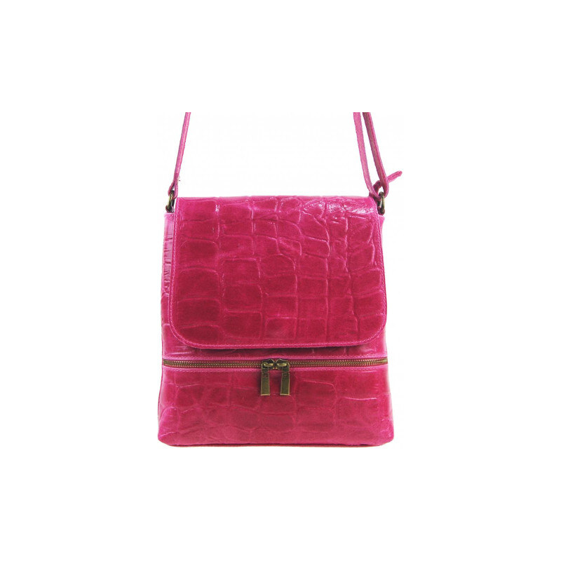 BORSE IN PELLE Kožená dámská crossbody kabelka v kroko designu 108697021