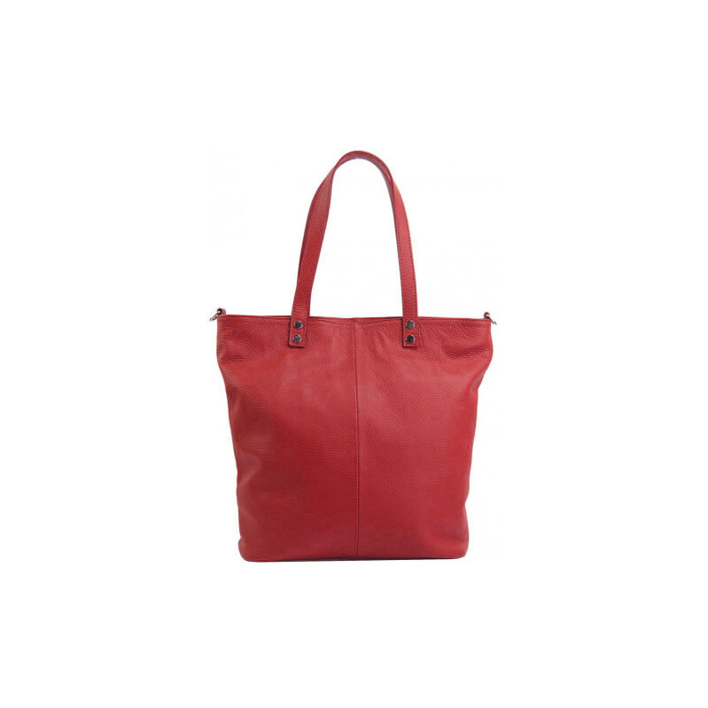 BORSE IN PELLE Kožená velká dámská shopper kabelka Juliette červená 108697059